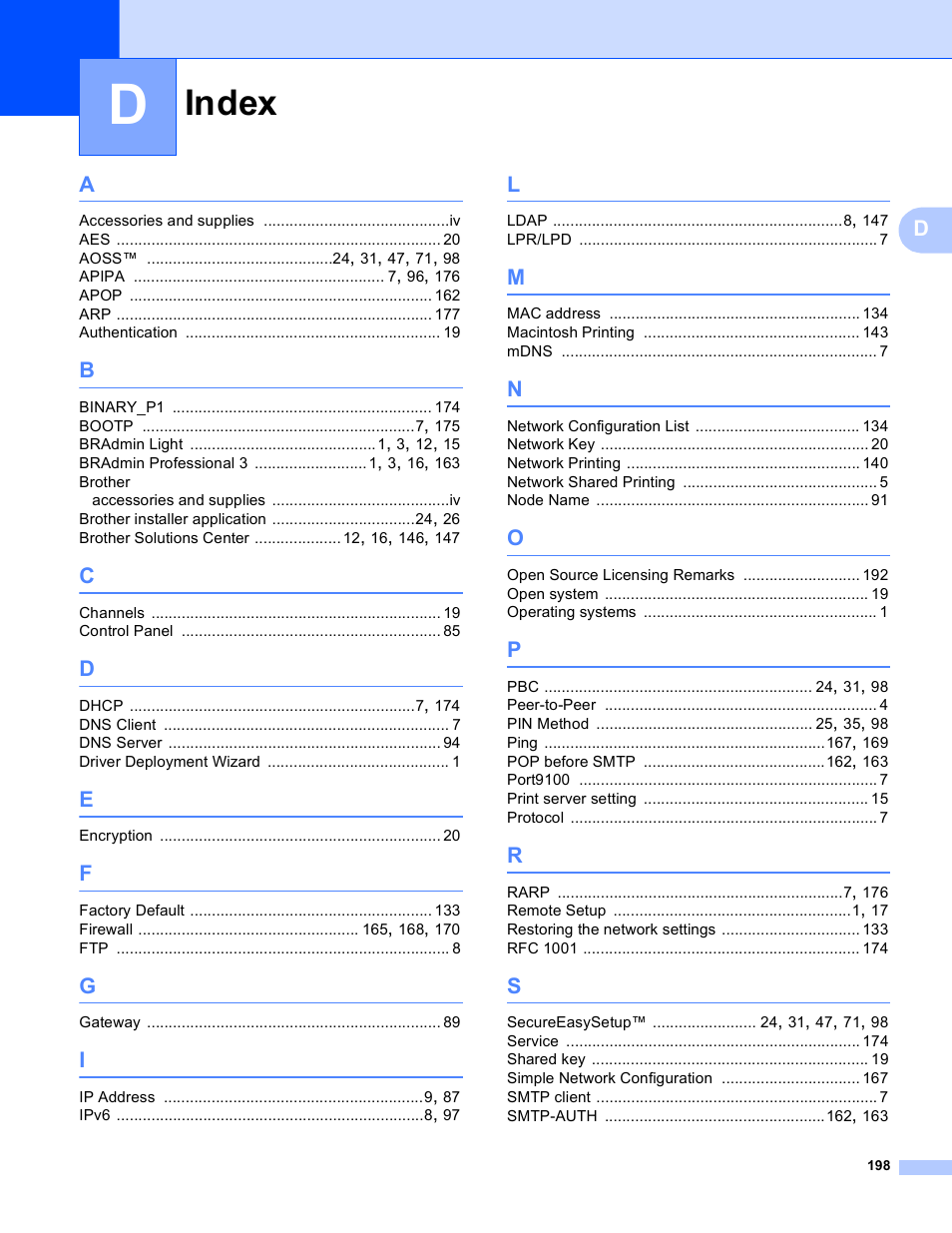 Index | Brother MFC-5895CW User Manual | Page 208 / 209