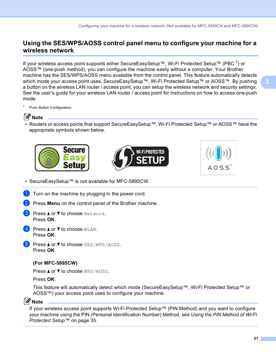 Wireless network | Brother MFC-5895CW User Manual | Page 41 / 209