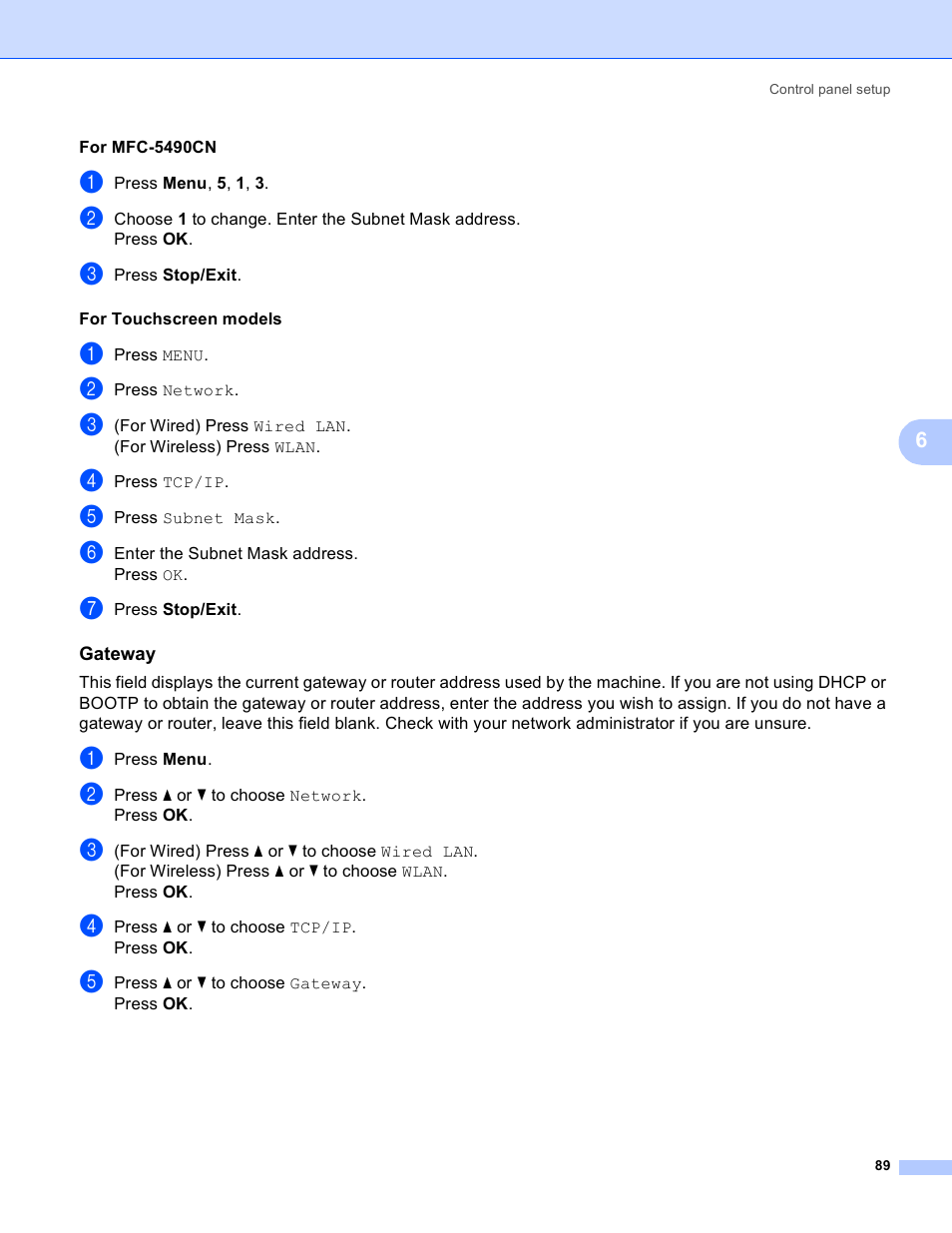 Gateway | Brother MFC-5895CW User Manual | Page 99 / 209