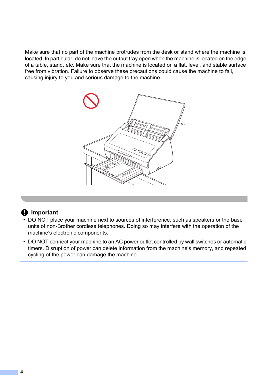Important | Brother ADS-2500W User Manual | Page 4 / 19