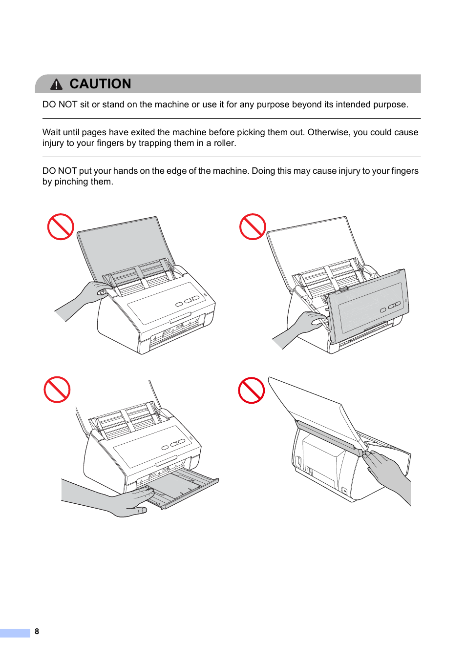 Caution | Brother ADS-2500W User Manual | Page 8 / 19