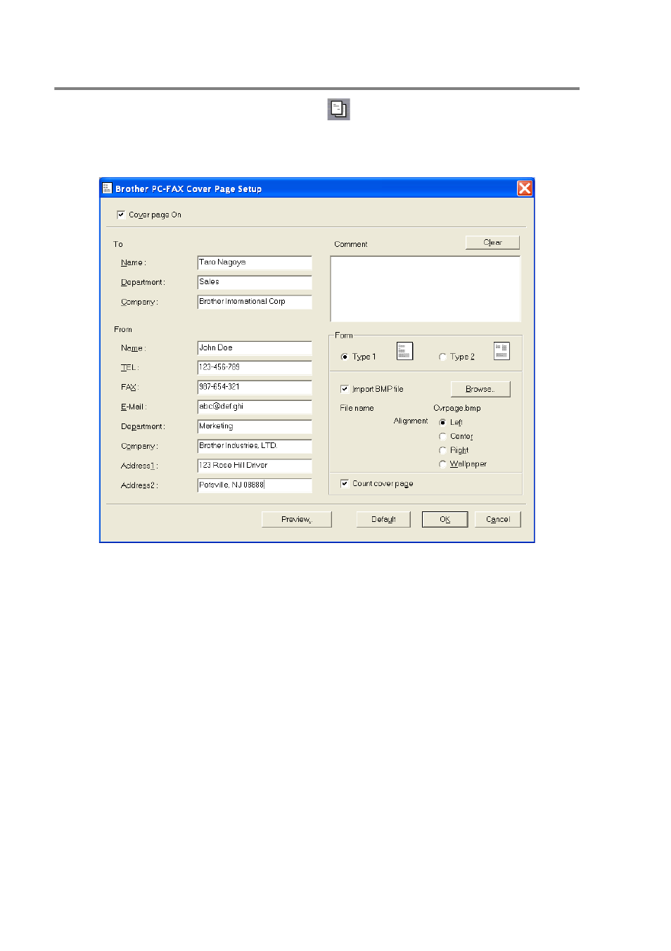 Setting up a cover page | Brother MFC-8640D User Manual | Page 109 / 179