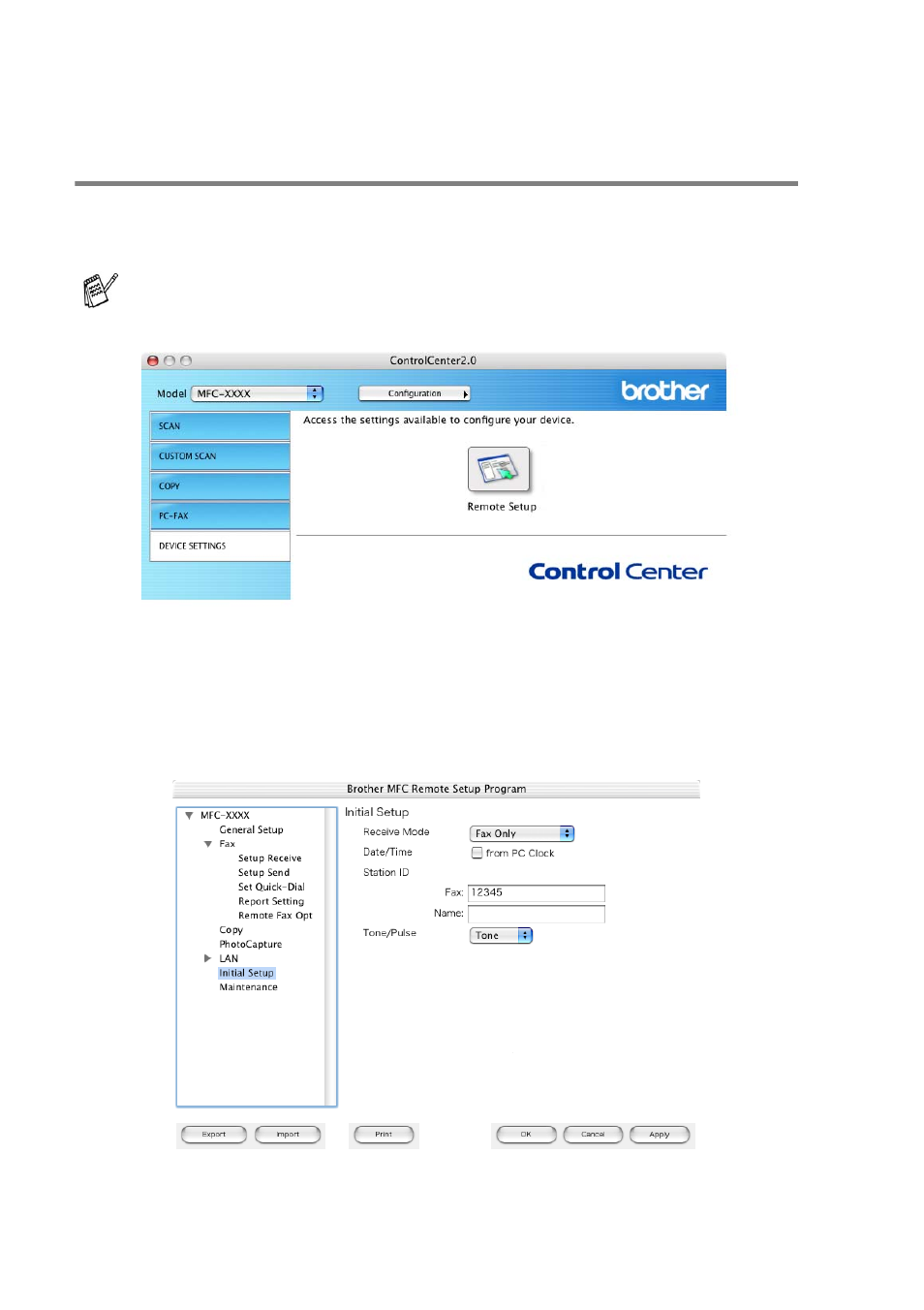 Remote setup, Device settings (for mfc-8440, mfc-8640d | Brother MFC-8640D User Manual | Page 161 / 179