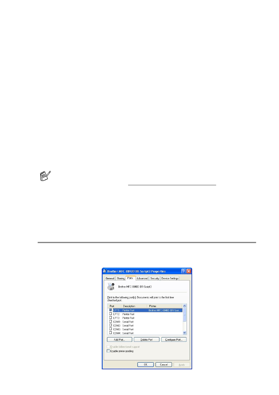 Features in the ps printer driver (for windows®), Ports tab, Features in the ps printer driver (for windows | Ports tab -18 | Brother MFC-8640D User Manual | Page 43 / 179