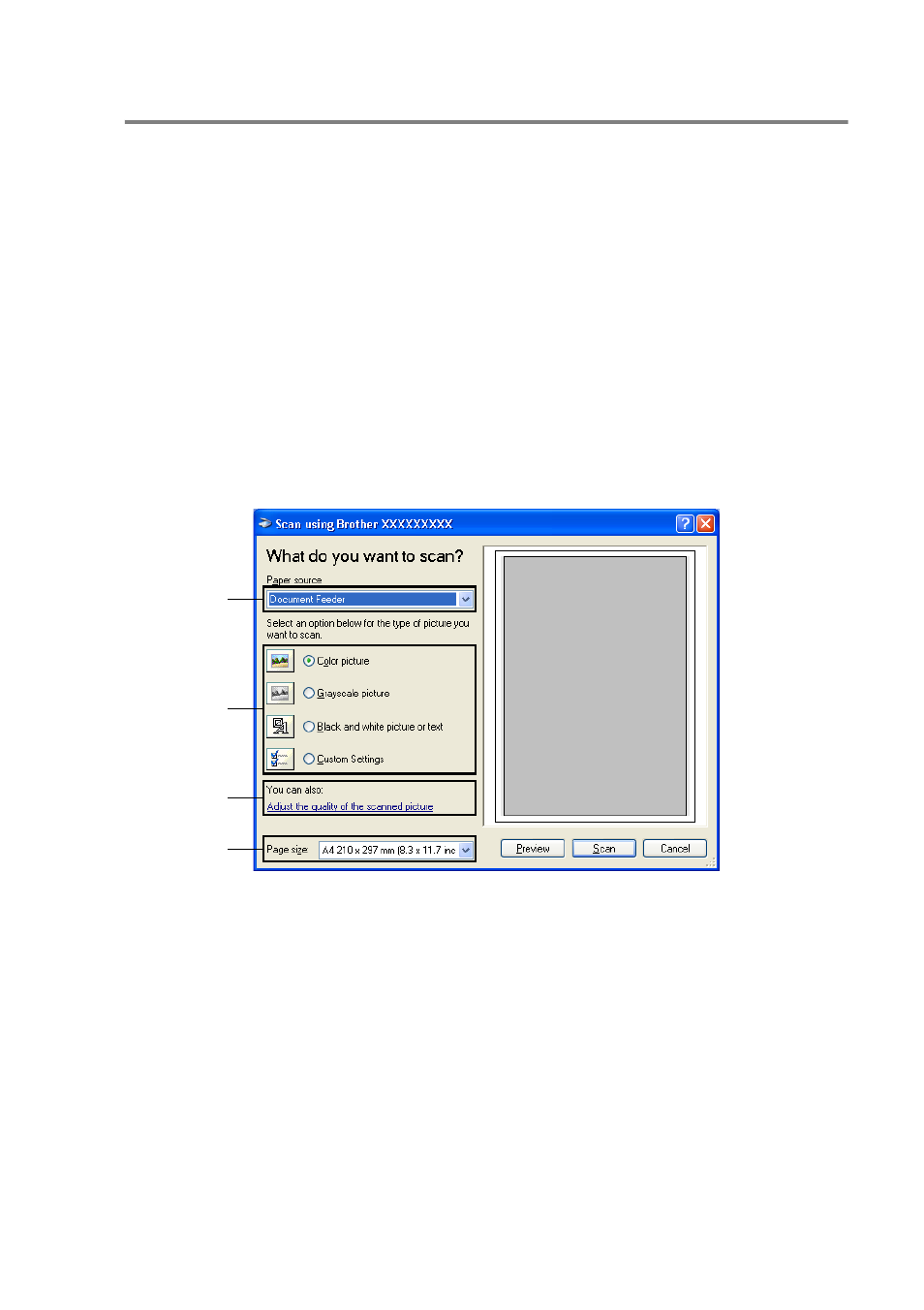 Scanning a document into the pc, Scanning a document using the adf, Scanning a document into the pc -3 | Scanning a document using the adf -3 | Brother MFC-8640D User Manual | Page 50 / 179