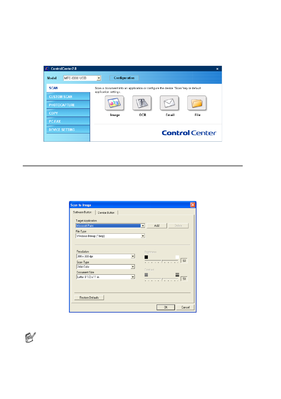 Scan, Image (example: microsoft paint), Scan -5 | Image (example: microsoft paint) -5 | Brother MFC-8640D User Manual | Page 77 / 179