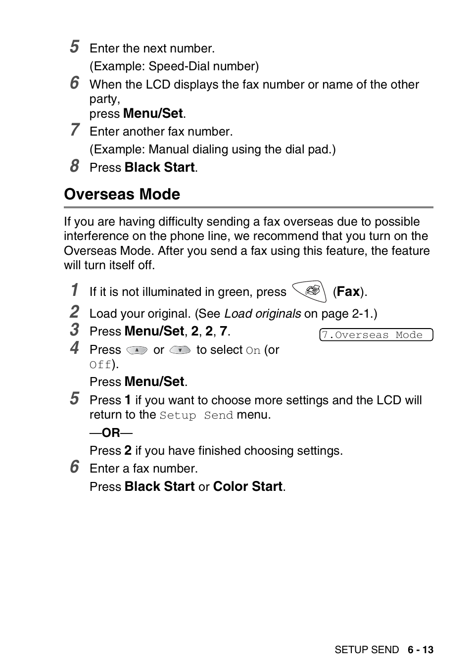 Overseas mode, Overseas mode -13 | Brother FAX 1920CN User Manual | Page 102 / 214