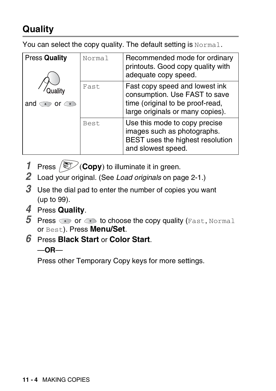 Quality, Quality -4 | Brother FAX 1920CN User Manual | Page 137 / 214