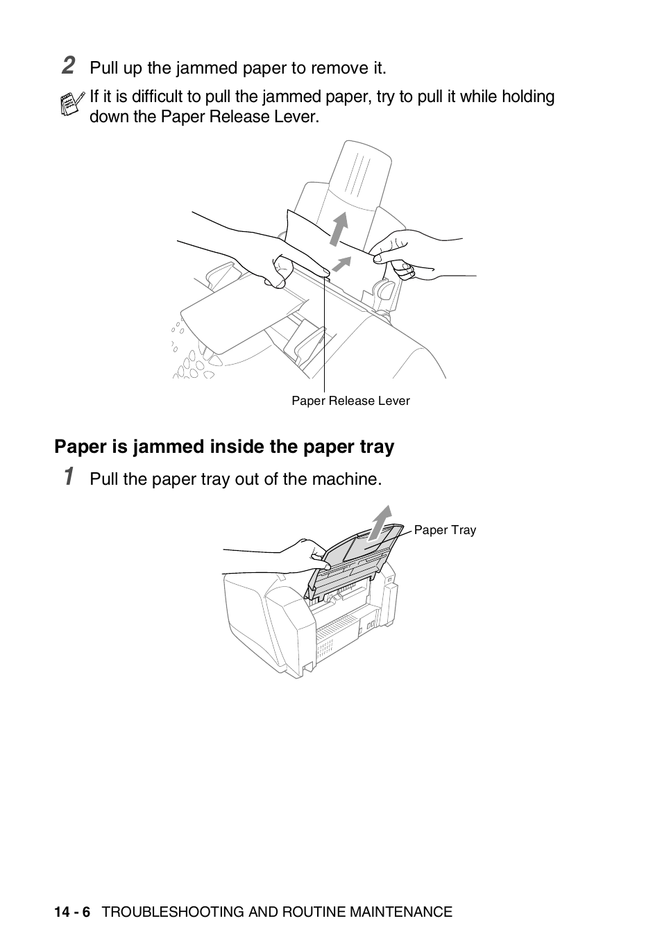 Paper is jammed inside the paper tray, Paper is jammed inside the paper tray -6 | Brother FAX 1920CN User Manual | Page 173 / 214
