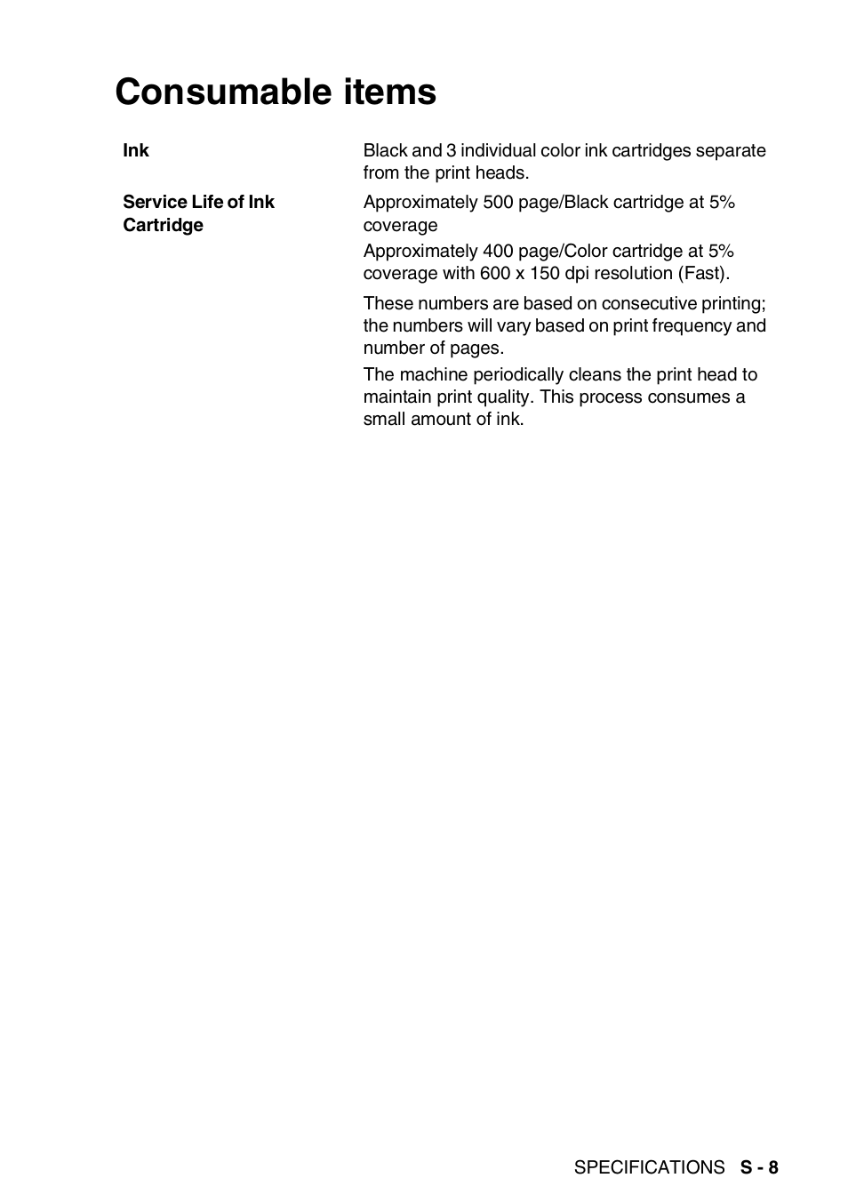 Consumable items | Brother FAX 1920CN User Manual | Page 202 / 214