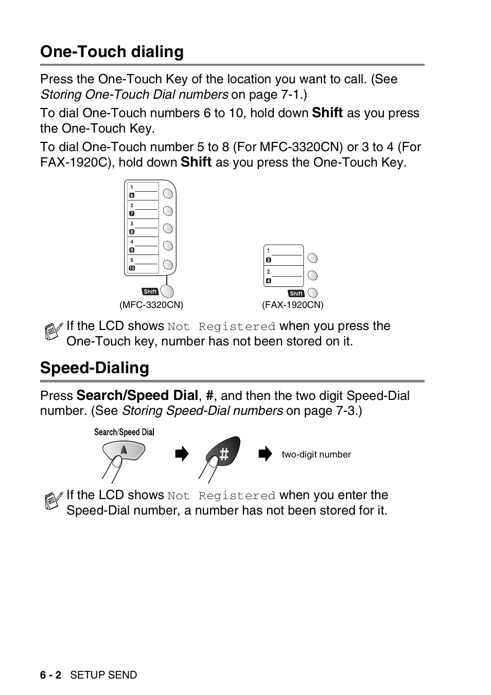 One-touch dialing, Speed-dialing, One-touch dialing -2 speed-dialing -2 | Brother FAX 1920CN User Manual | Page 91 / 214