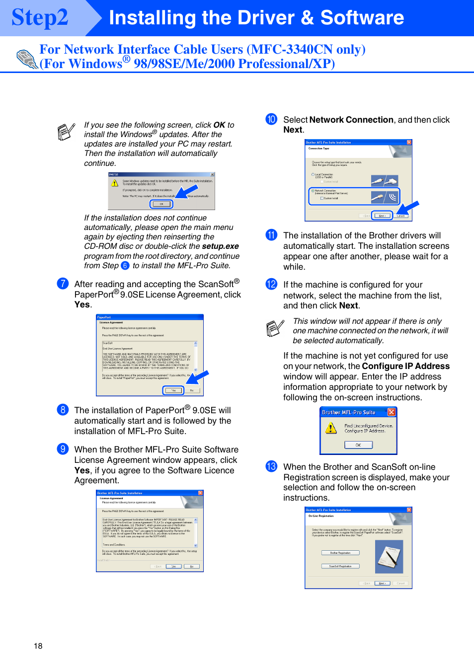 Step2, Installing the driver & software | Brother MFC-3340CN User Manual | Page 20 / 37