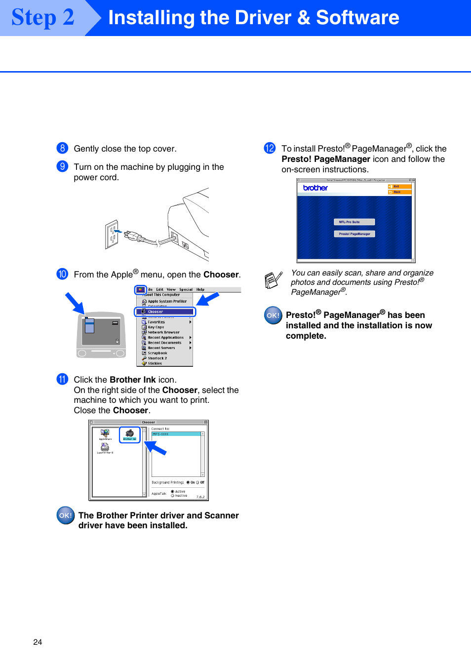 Step 2, Installing the driver & software | Brother MFC-3340CN User Manual | Page 26 / 37