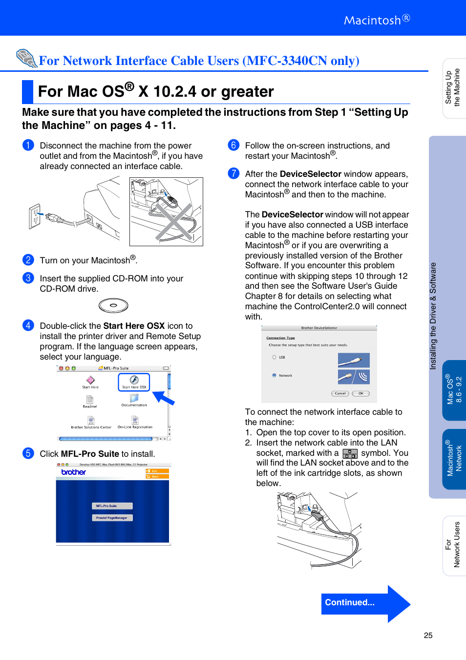 For mac os® x 10.2.4 or greater, For mac os, X 10.2.4 or greater | Mac os | Brother MFC-3340CN User Manual | Page 27 / 37