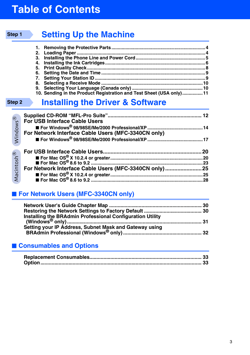 Brother MFC-3340CN User Manual | Page 5 / 37