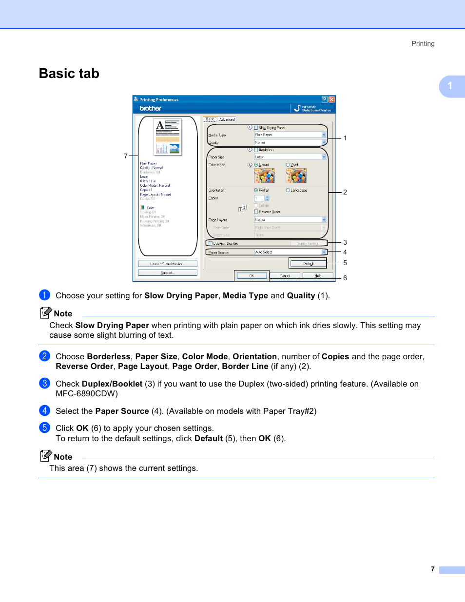 Basic tab | Brother DCP-385C User Manual | Page 15 / 256