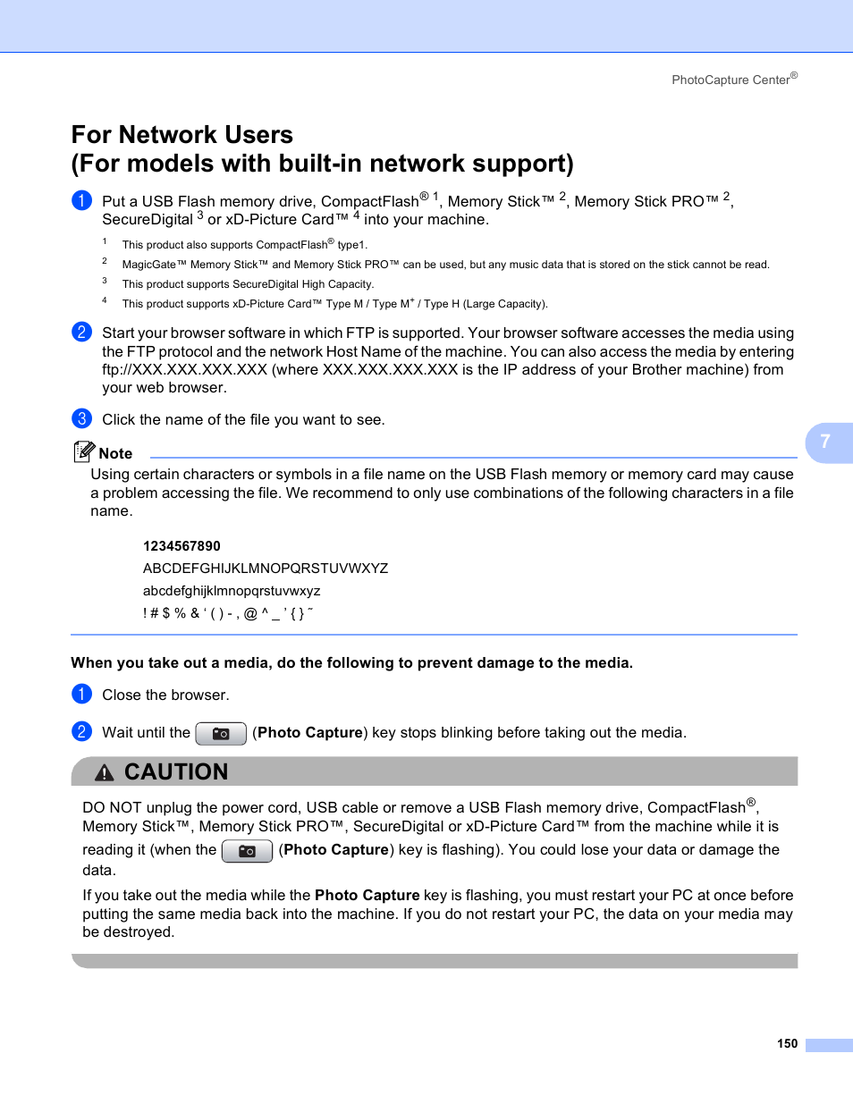 Caution | Brother DCP-385C User Manual | Page 158 / 256