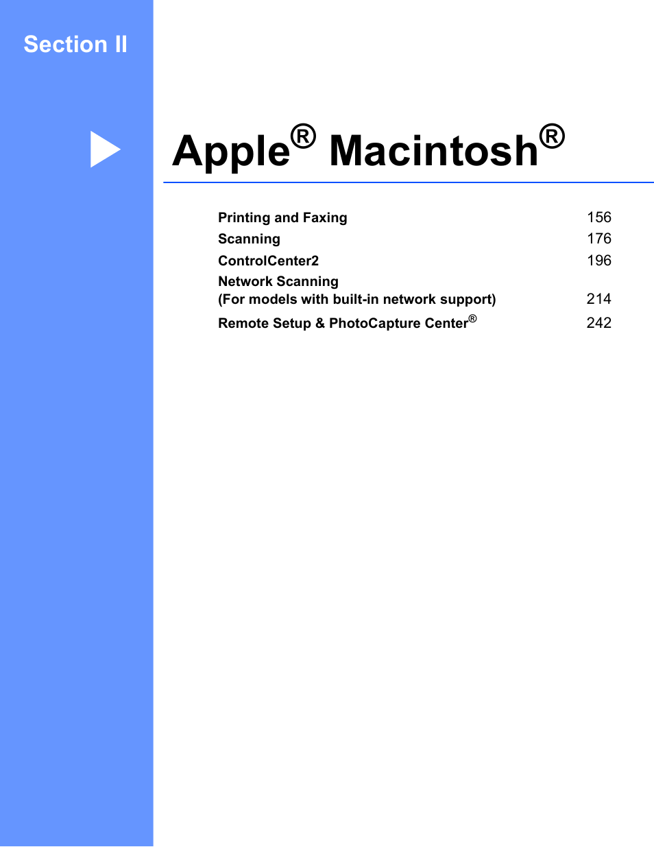 Apple® macintosh, Section ii apple, Macintosh | Apple | Brother DCP-385C User Manual | Page 163 / 256