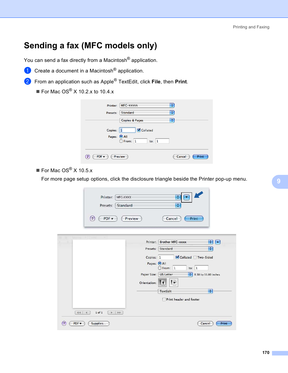 Sending a fax (mfc models only) | Brother DCP-385C User Manual | Page 178 / 256