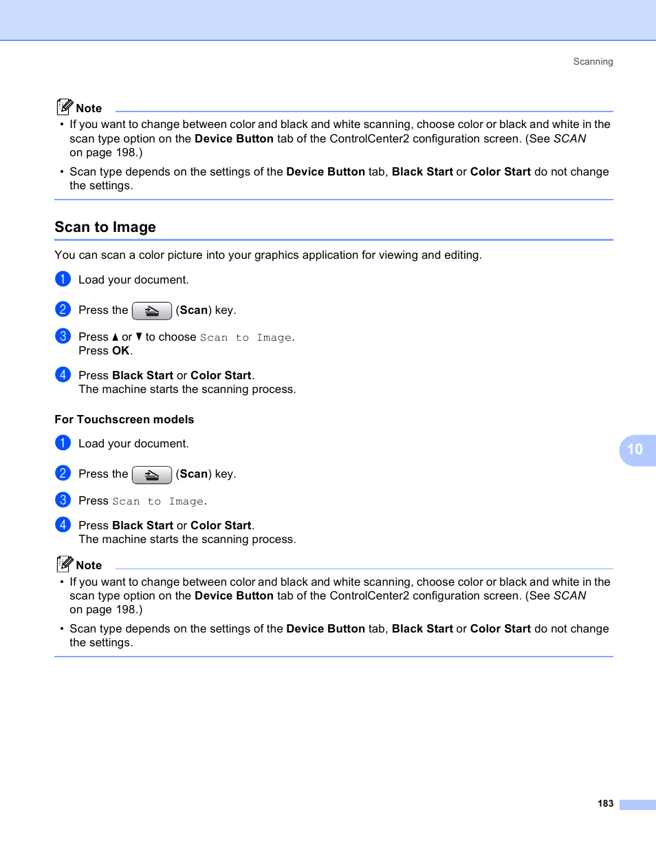Scan to image | Brother DCP-385C User Manual | Page 191 / 256
