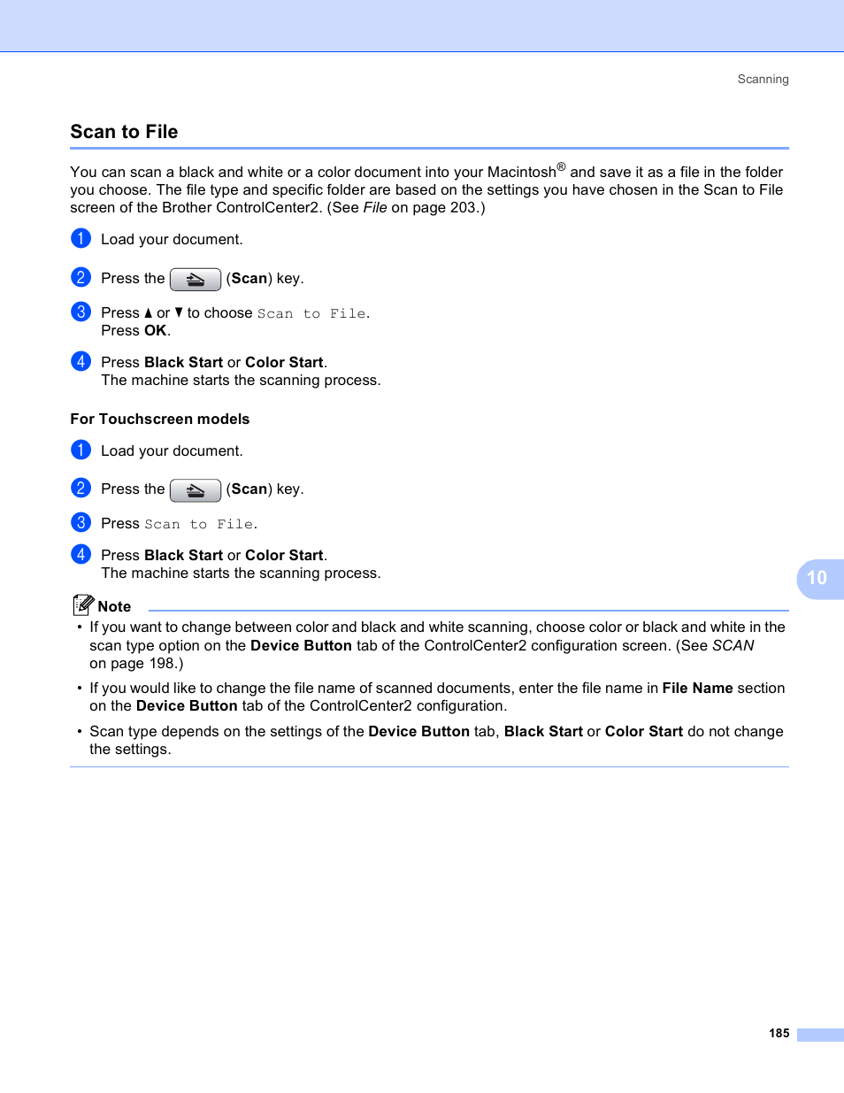 Scan to file, 10 scan to file | Brother DCP-385C User Manual | Page 193 / 256