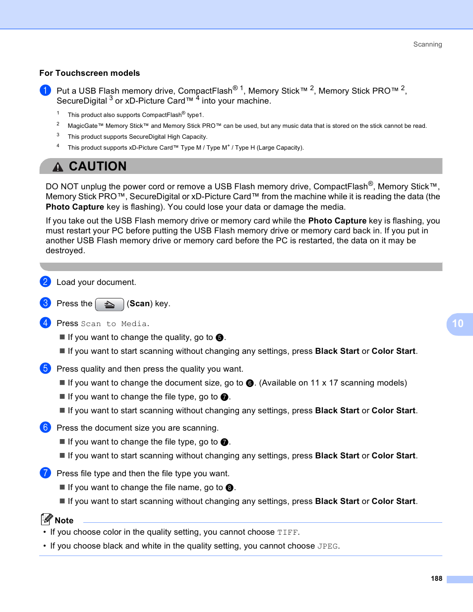 Caution | Brother DCP-385C User Manual | Page 196 / 256