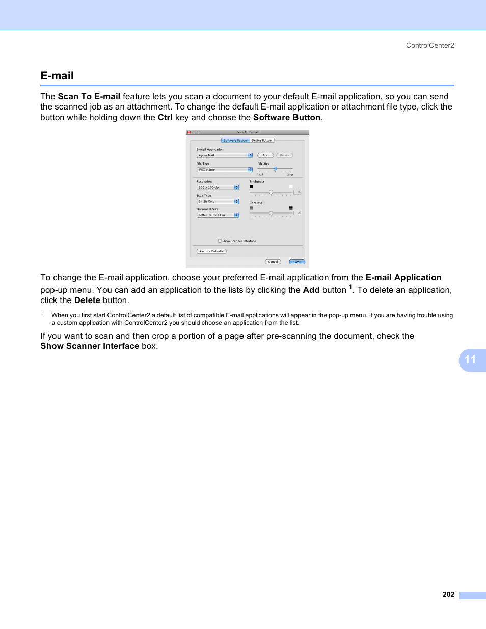 E-mail, 11 e-mail | Brother DCP-385C User Manual | Page 210 / 256