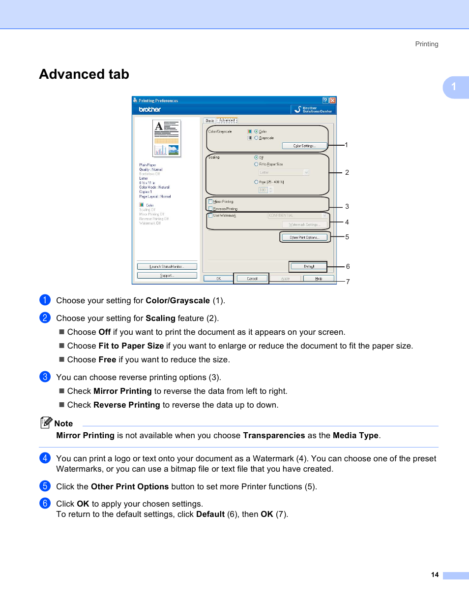 Advanced tab | Brother DCP-385C User Manual | Page 22 / 256
