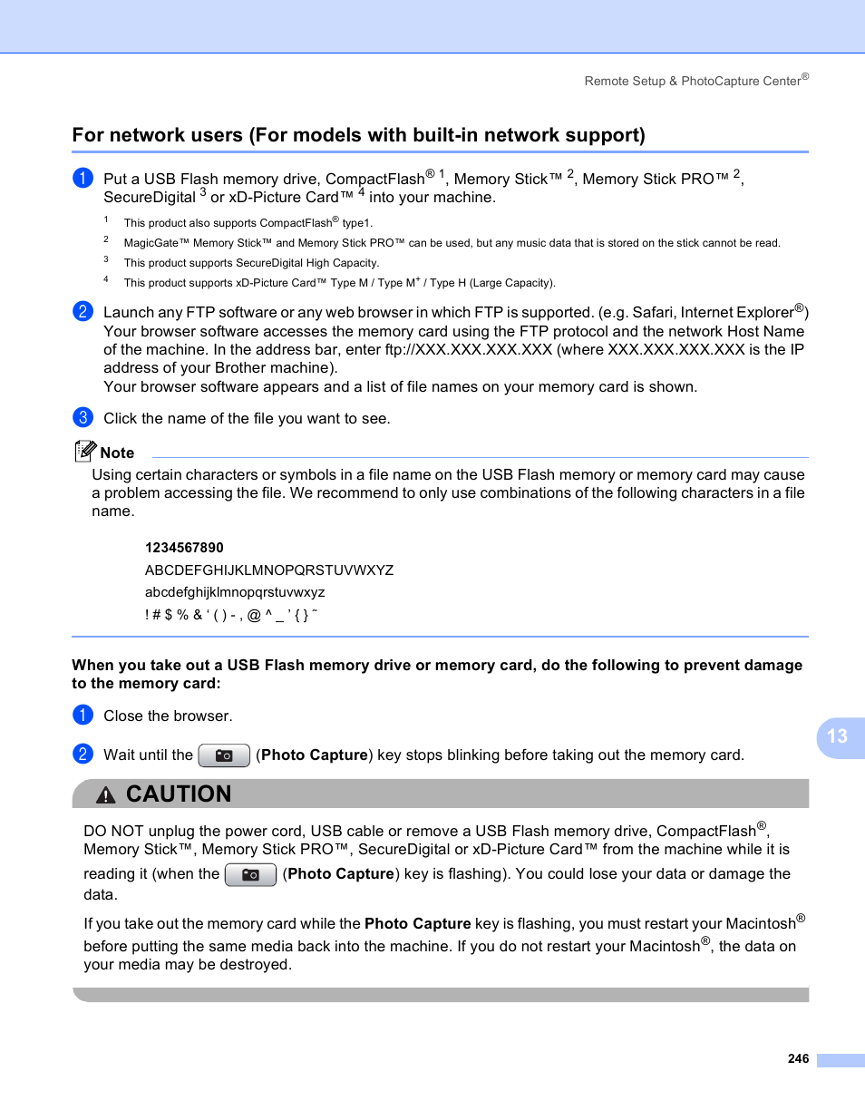Caution | Brother DCP-385C User Manual | Page 254 / 256