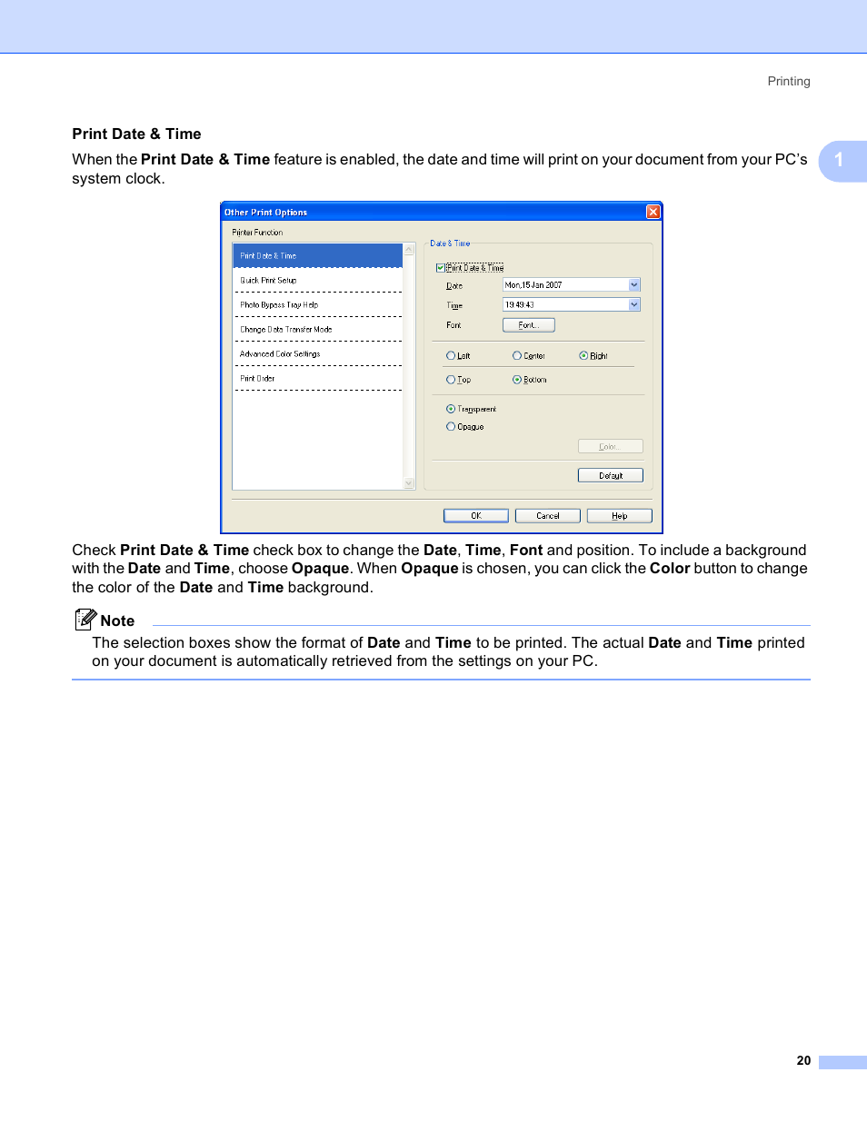 Print date & time | Brother DCP-385C User Manual | Page 28 / 256