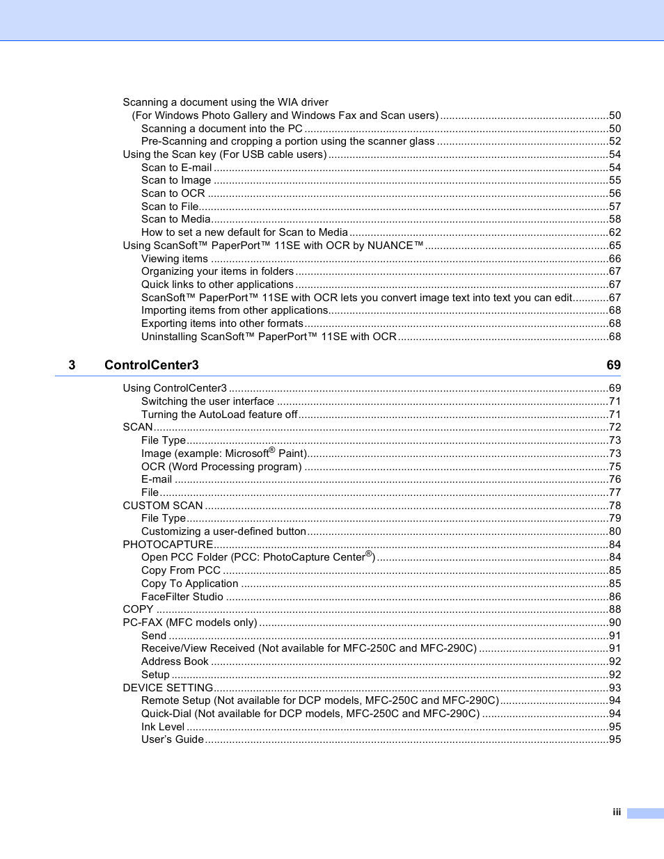Brother DCP-385C User Manual | Page 4 / 256
