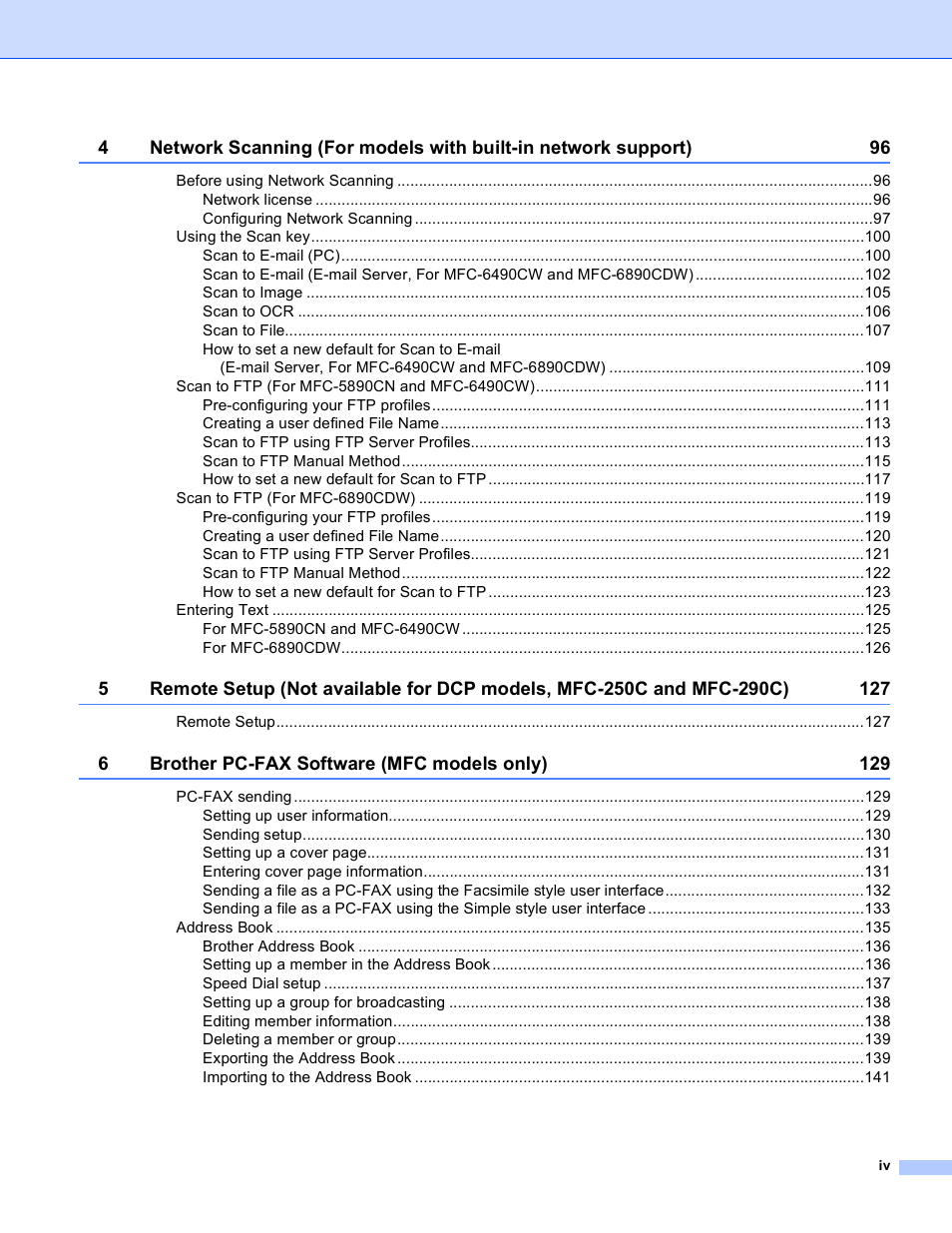 Brother DCP-385C User Manual | Page 5 / 256