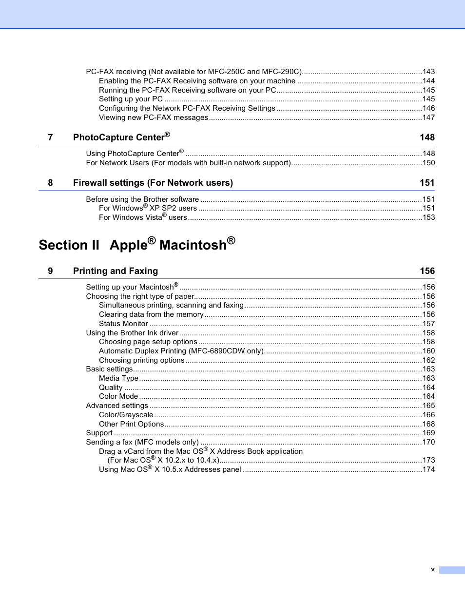 Macintosh | Brother DCP-385C User Manual | Page 6 / 256