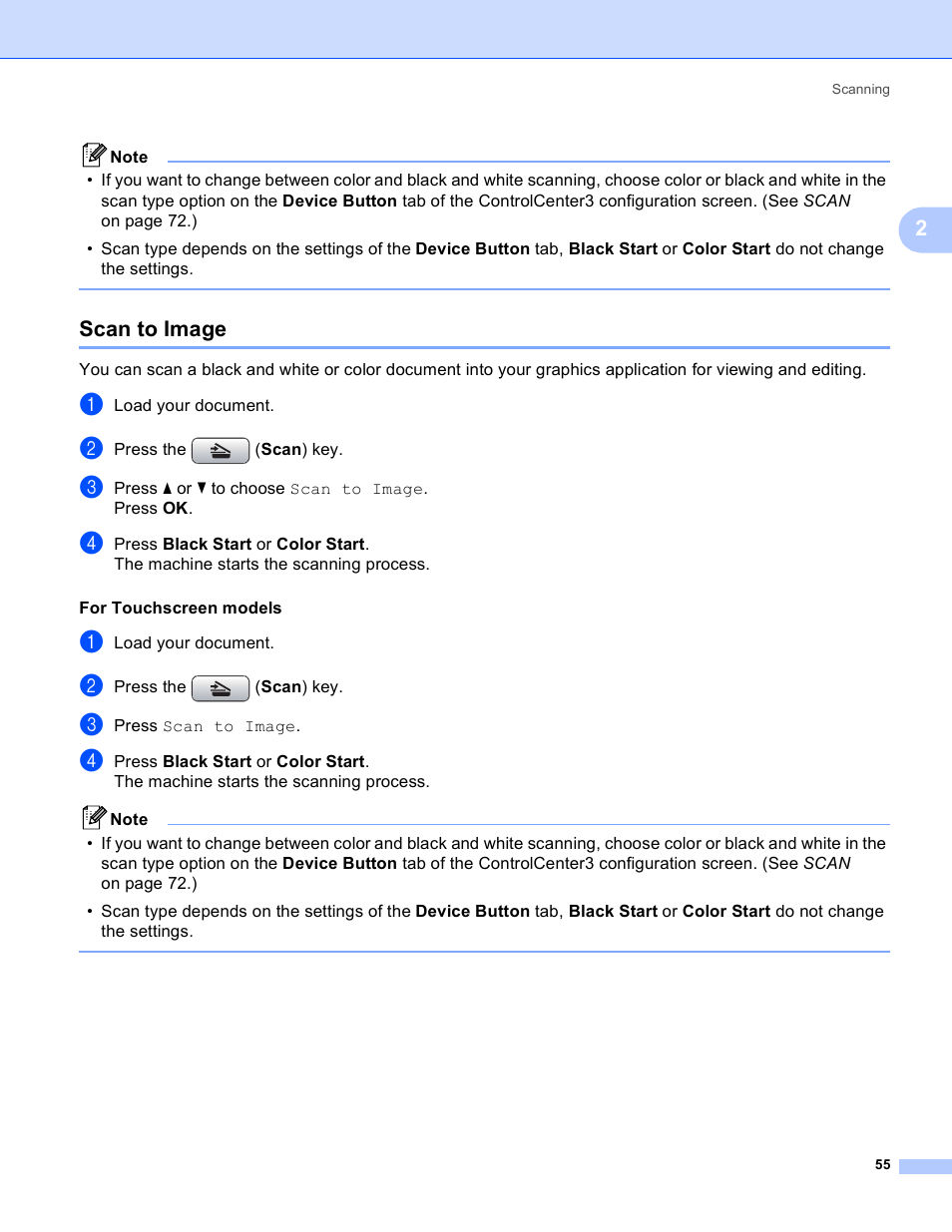 Scan to image | Brother DCP-385C User Manual | Page 63 / 256