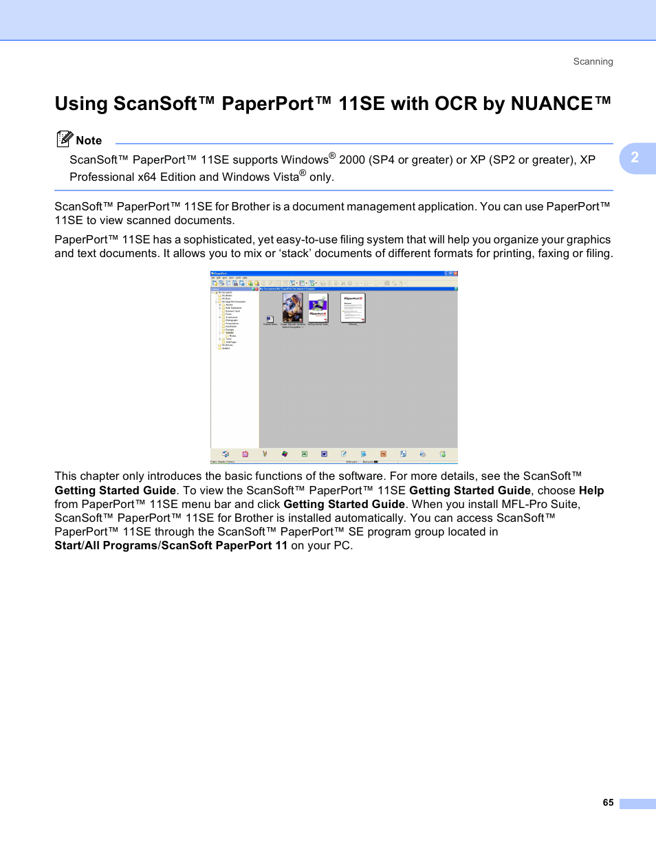 Using scansoft™ paperport™ 11se with ocr by nuance | Brother DCP-385C User Manual | Page 73 / 256