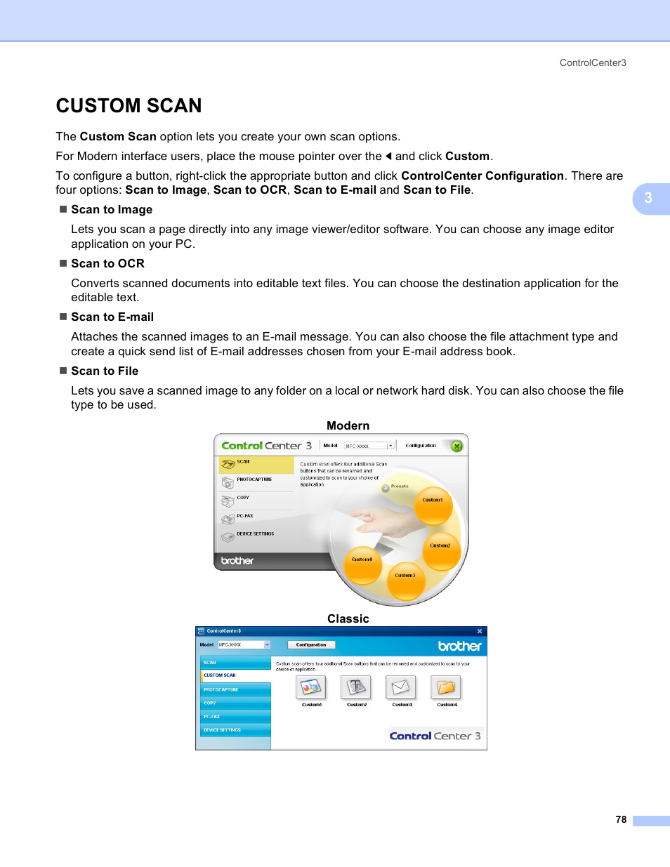 Custom scan | Brother DCP-385C User Manual | Page 86 / 256