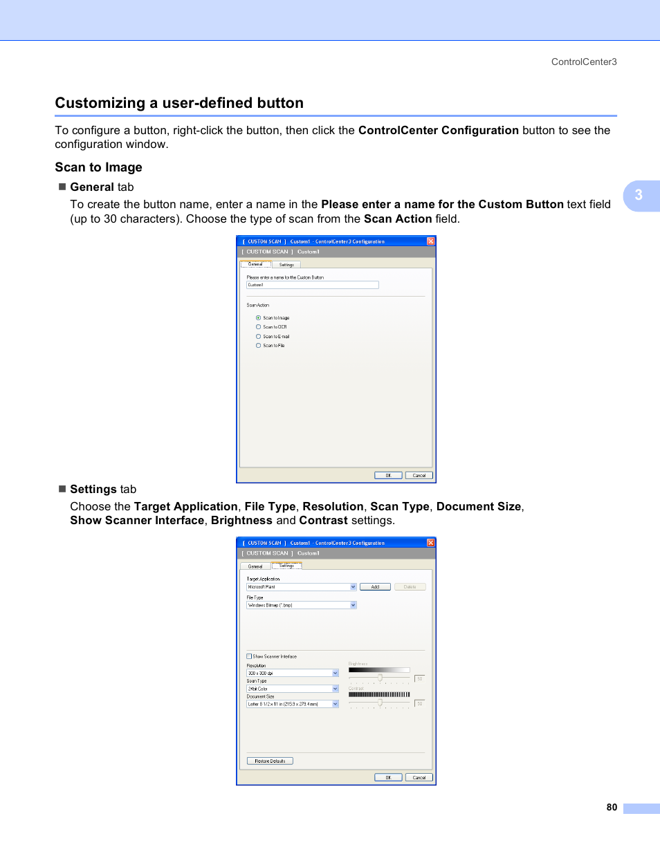 Customizing a user-defined button, Scan to image, 3customizing a user-defined button | Brother DCP-385C User Manual | Page 88 / 256