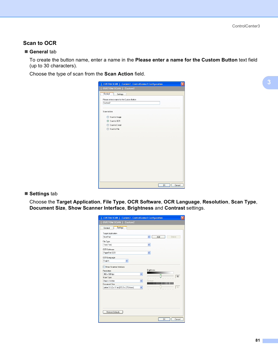 Scan to ocr | Brother DCP-385C User Manual | Page 89 / 256