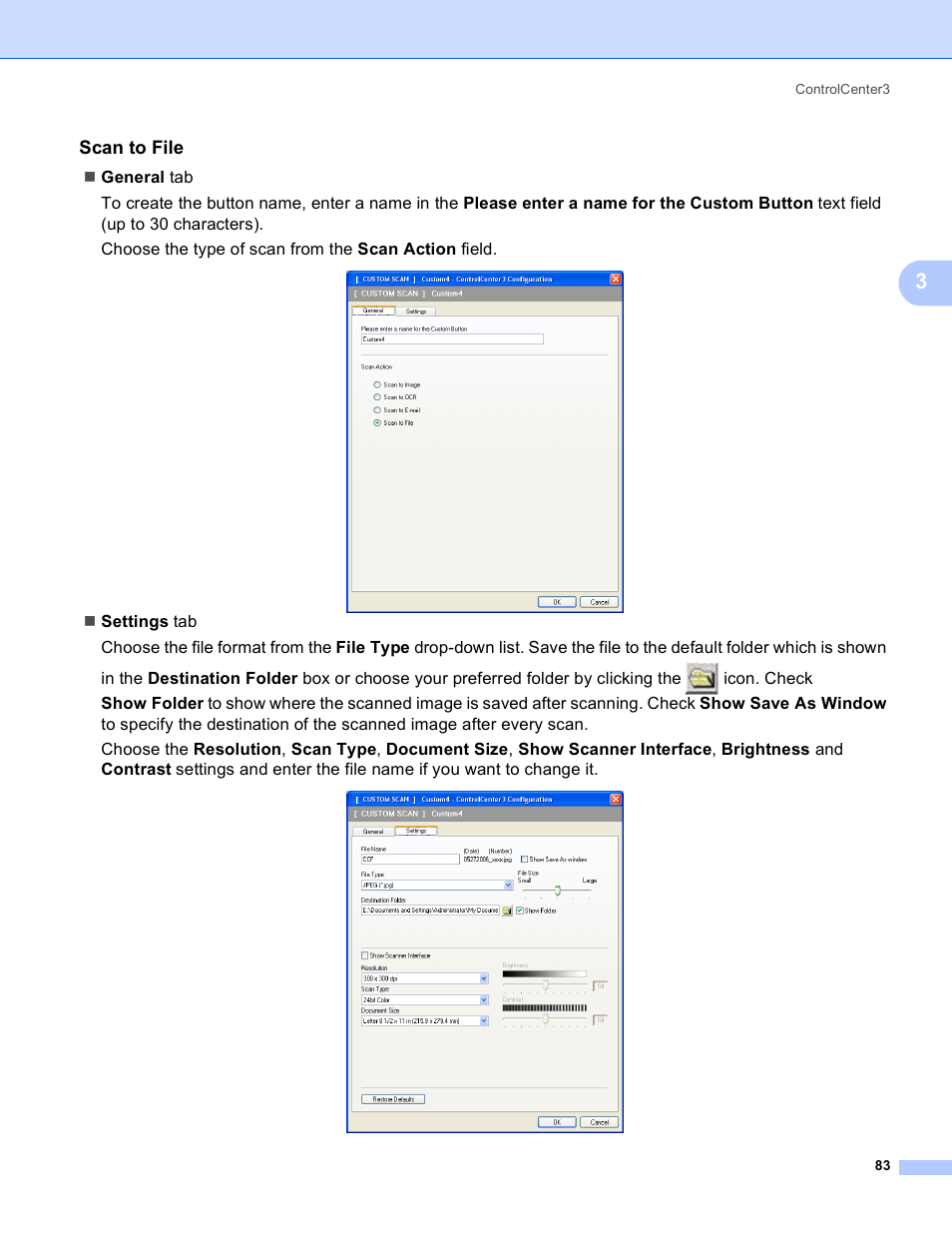 Scan to file | Brother DCP-385C User Manual | Page 91 / 256