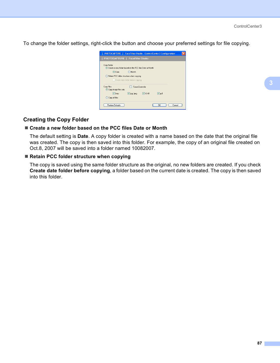 Creating the copy folder | Brother DCP-385C User Manual | Page 95 / 256
