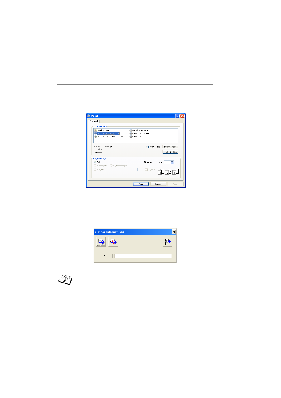 Sending a network fax with bfp, Sending a network fax with bfp -13 | Brother MFC-3320CN User Manual | Page 91 / 105