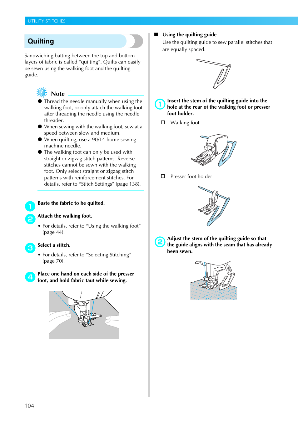 Quilting | Brother NX-800 User Manual | Page 106 / 176