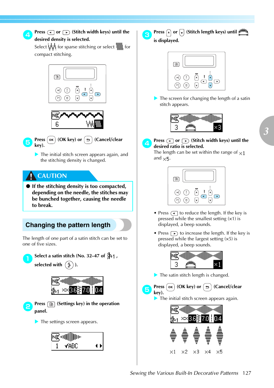 Caution changing the pattern length | Brother NX-800 User Manual | Page 129 / 176