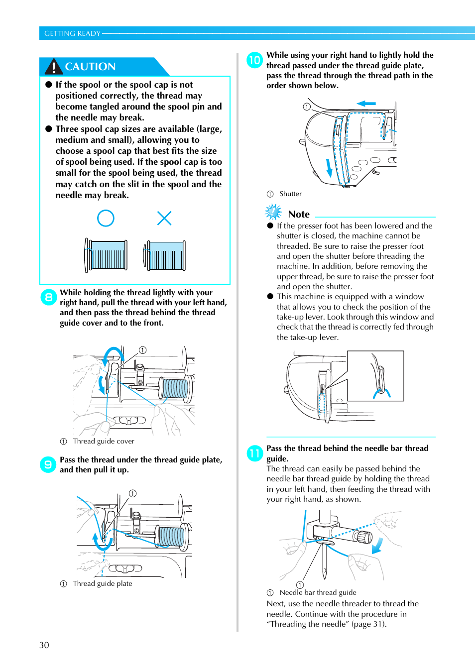 Caution | Brother NX-800 User Manual | Page 32 / 176