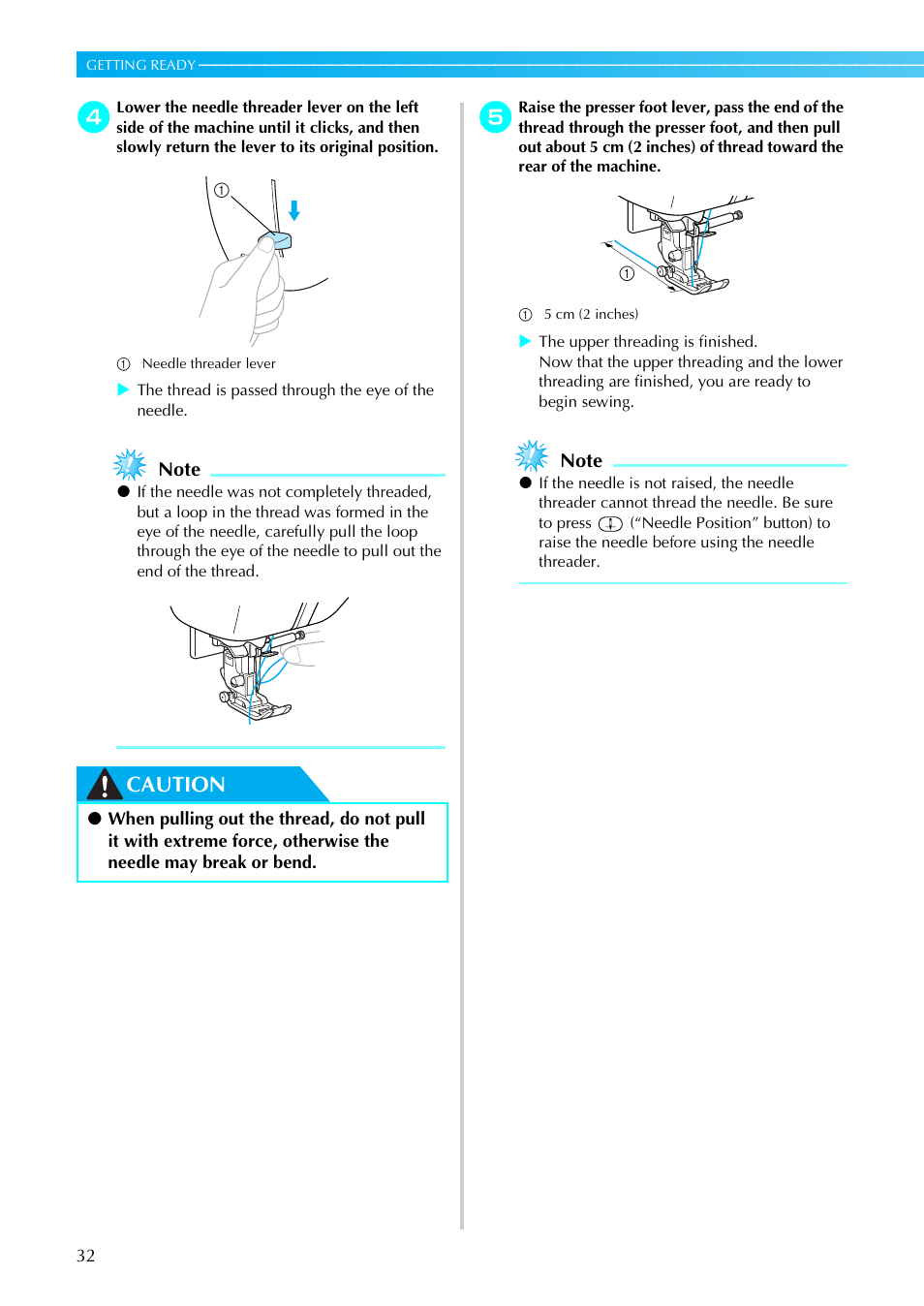 Caution | Brother NX-800 User Manual | Page 34 / 176