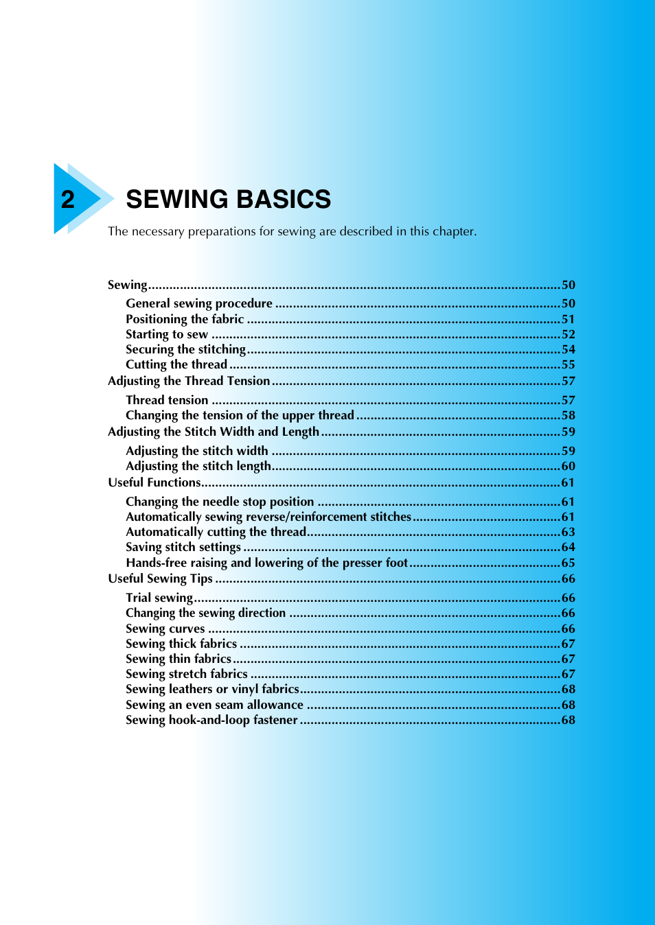 2sewing basics | Brother NX-800 User Manual | Page 51 / 176