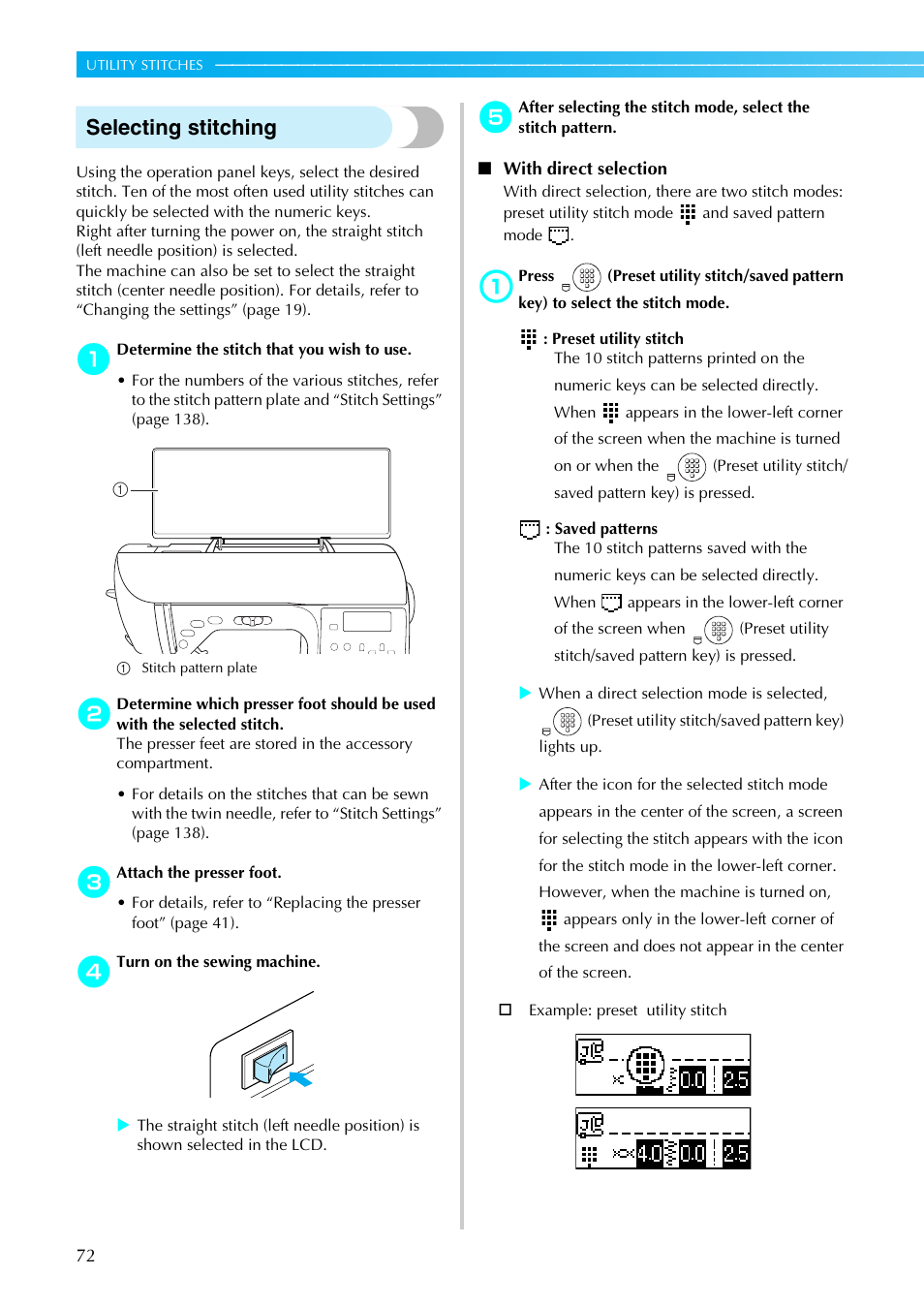 Selecting stitching | Brother NX-800 User Manual | Page 74 / 176
