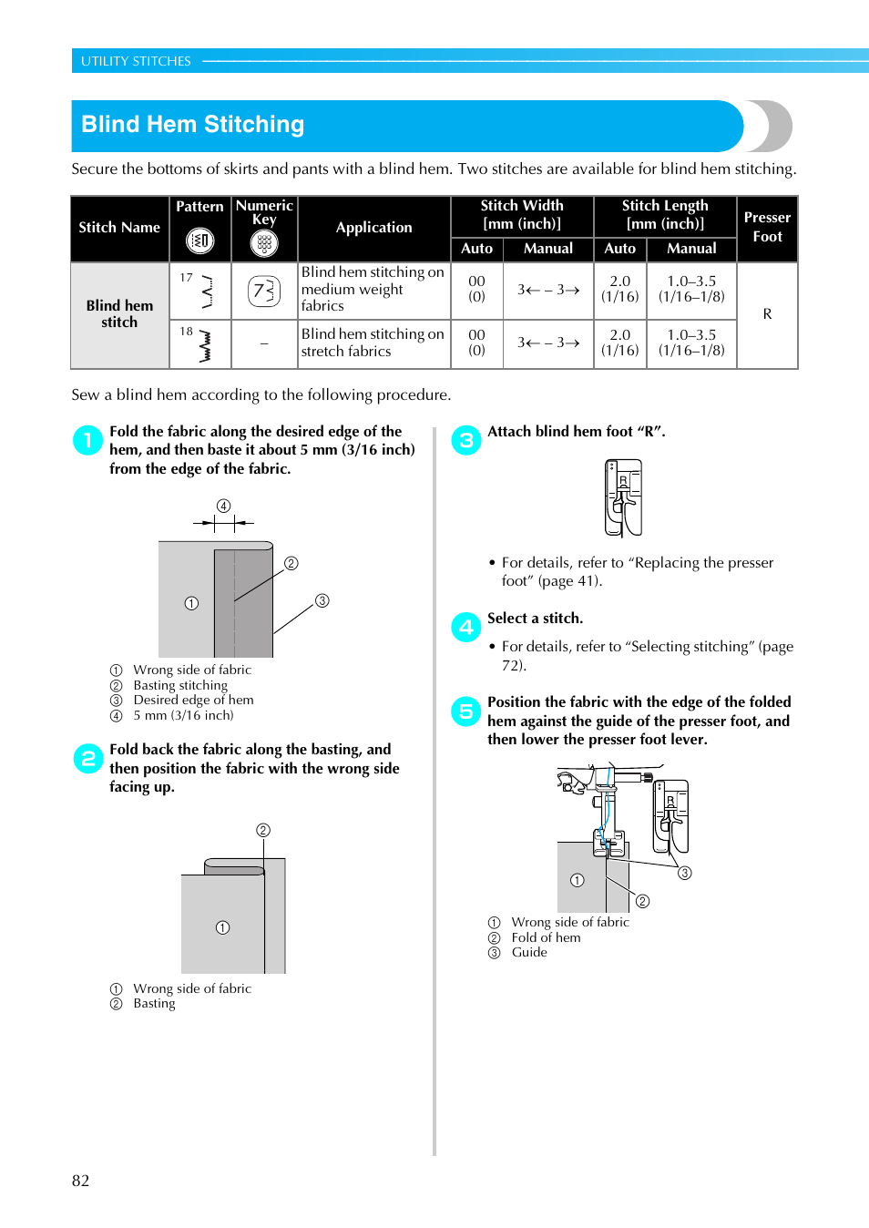 Blind hem stitching | Brother NX-800 User Manual | Page 84 / 176