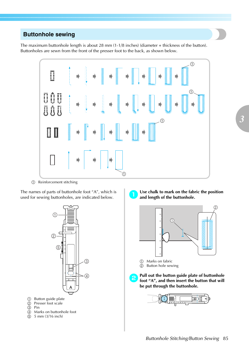 Buttonhole sewing | Brother NX-800 User Manual | Page 87 / 176