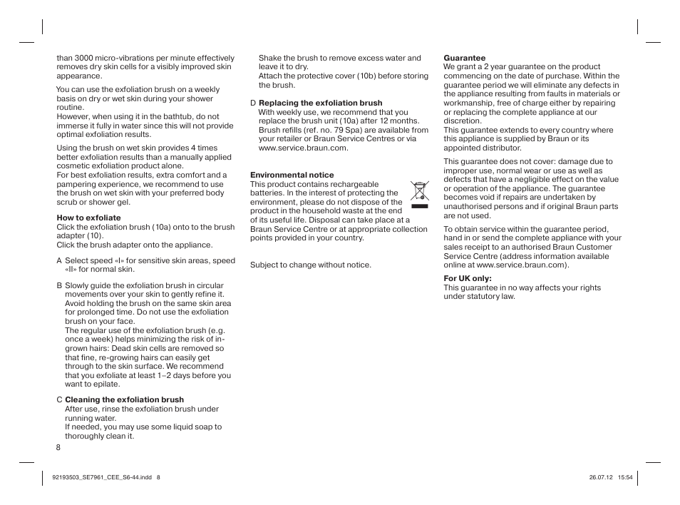 Braun 7961 Silk-épil 7 - SkinSpa Spa  RU User Manual | Page 8 / 40